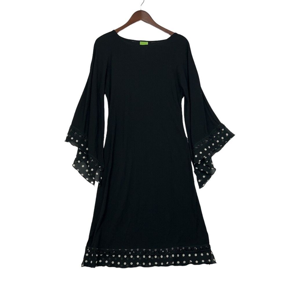 Vintage Womens Witchy Fairygoth Dress Size 10 Midi Polka Dot‎ Hocus Pocus